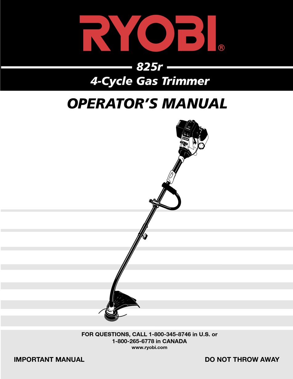 RYOBI 825R OPERATOR'S MANUAL Pdf Download | ManualsLib