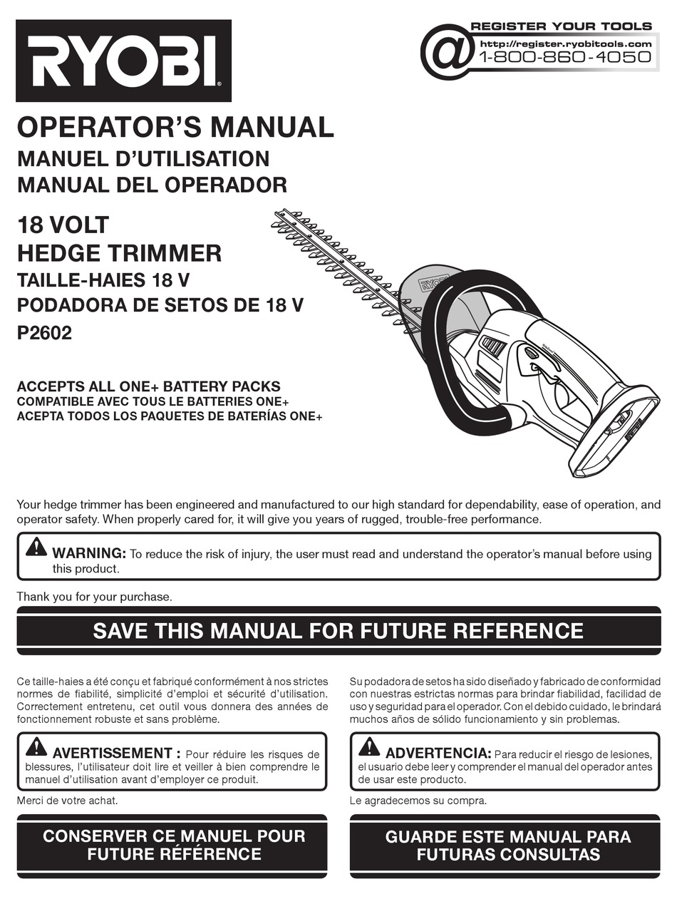 RYOBI P2602 OPERATOR S MANUAL Pdf Download ManualsLib   Ryobi P2602 