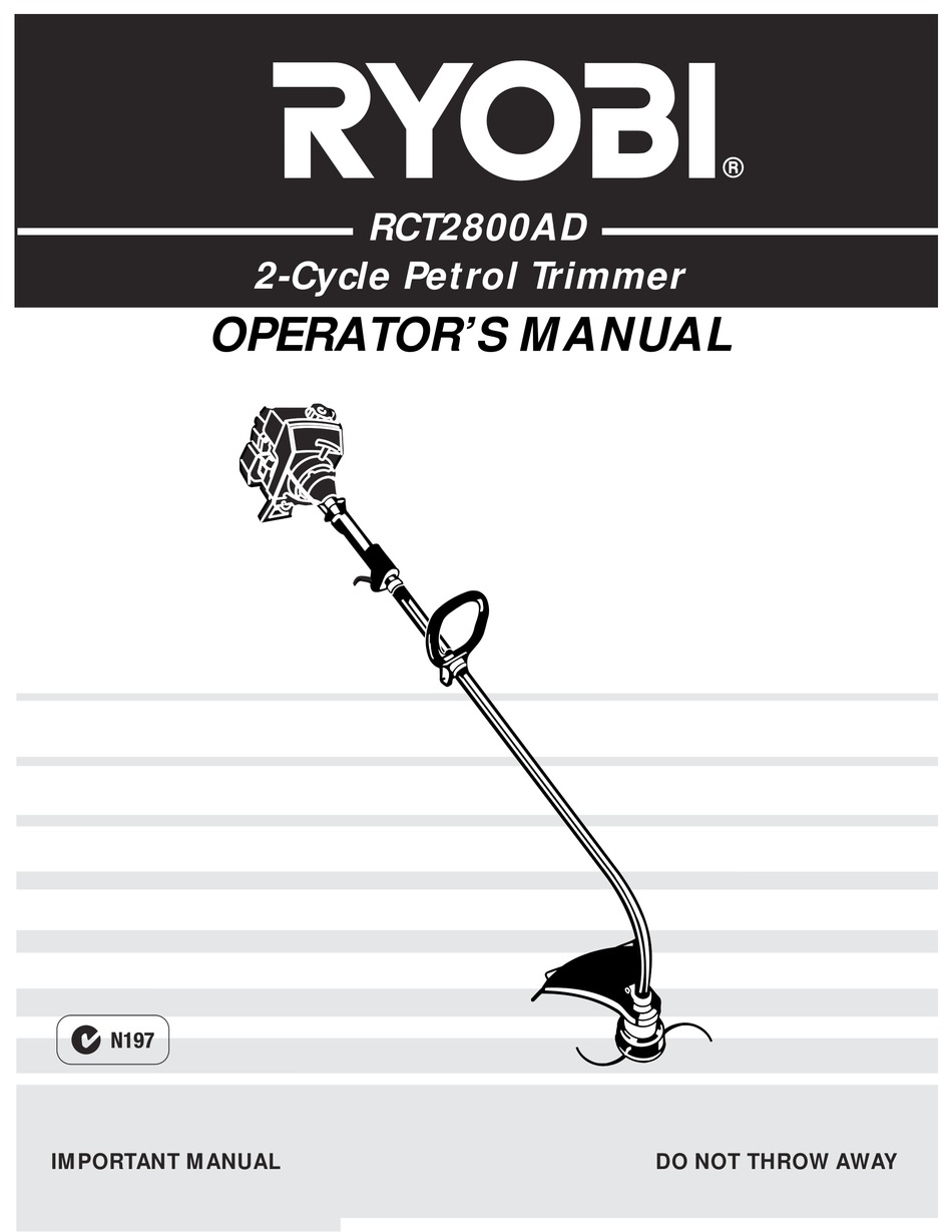 Ryobi Rct2800ad Operators Manual Pdf Download Manualslib