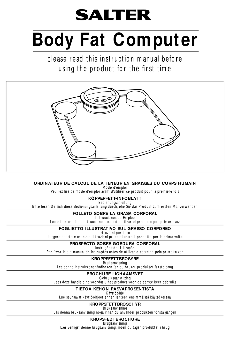 SALTER HOUSEWARES BODY FAT COMPUTER INSTRUCTION MANUAL Pdf Download