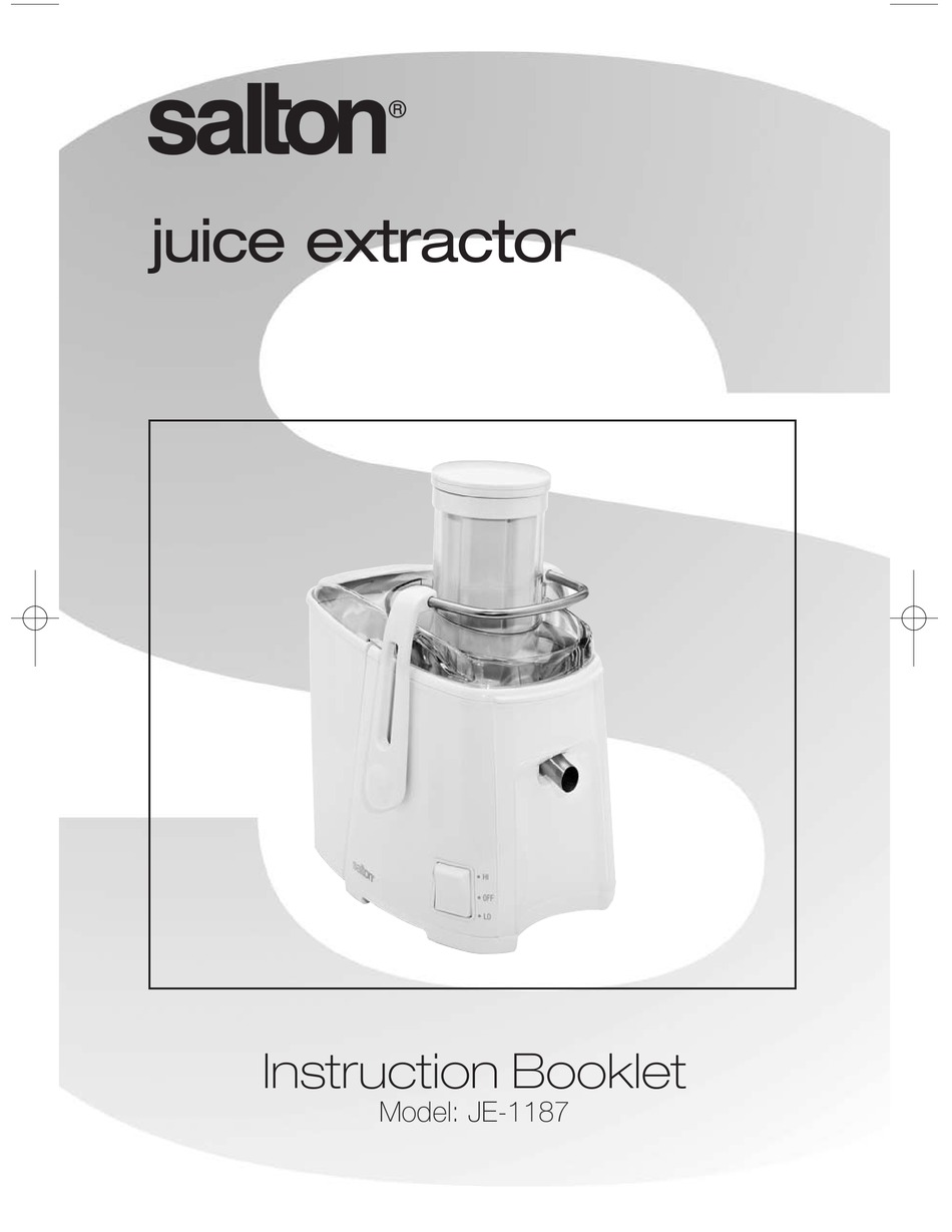SALTON JE1187 INSTRUCTION BOOKLET Pdf Download ManualsLib
