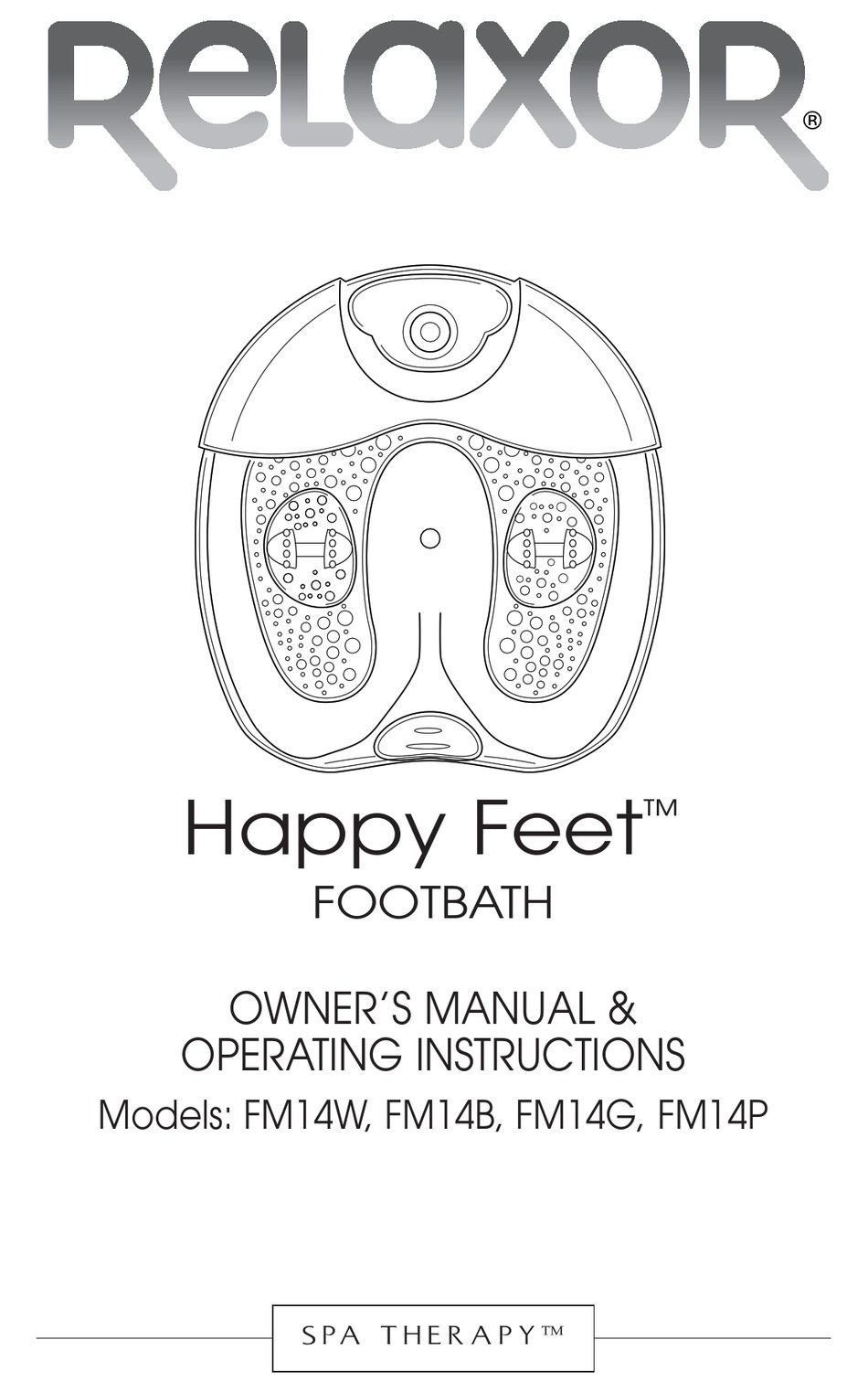 RELAXOR FM14B HAPPY FEET OWNER'S MANUAL & OPERATING INSTRUCTIONS Pdf