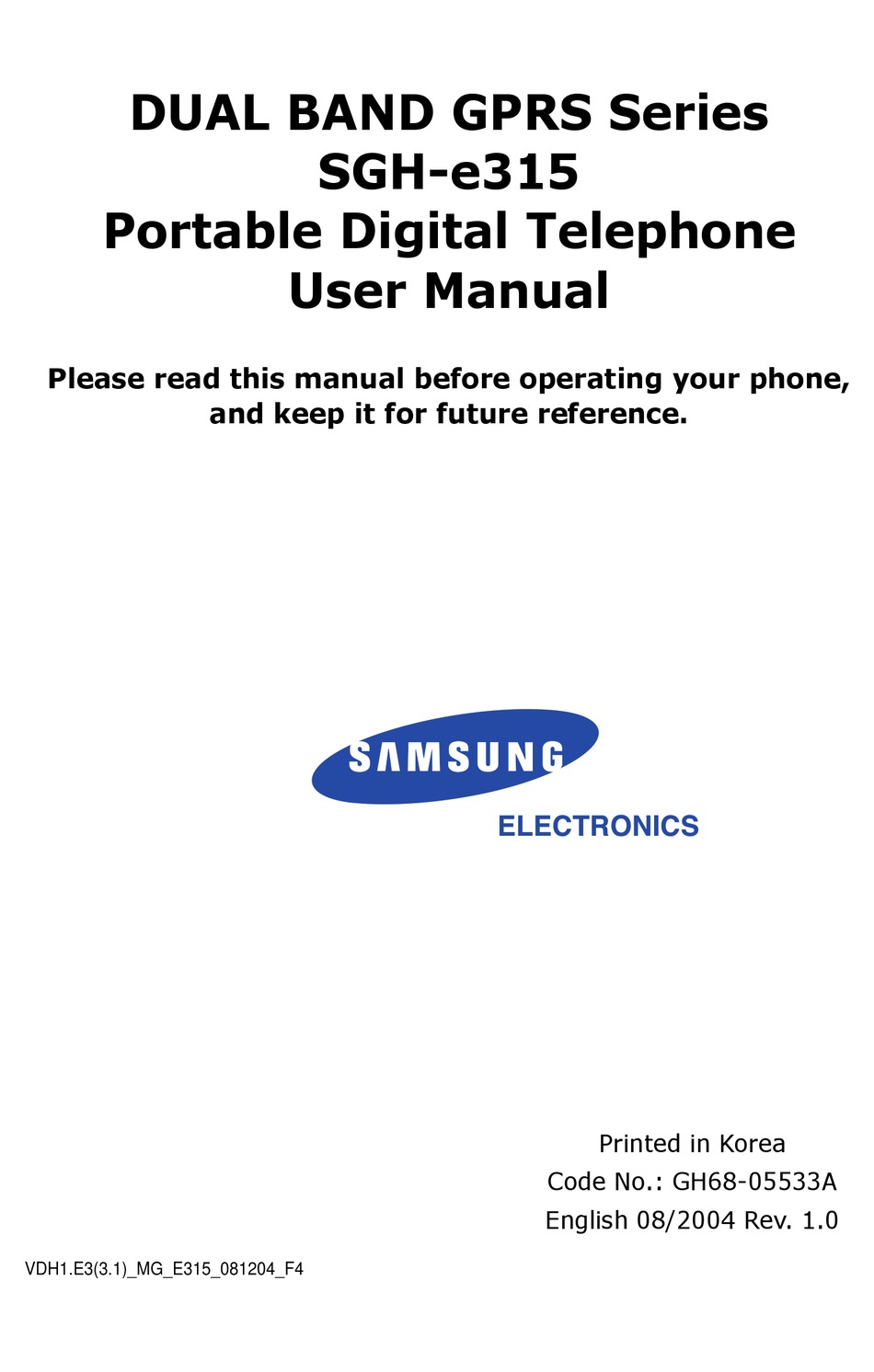 User manual Samsung SGH-E600 (English - 201 pages)