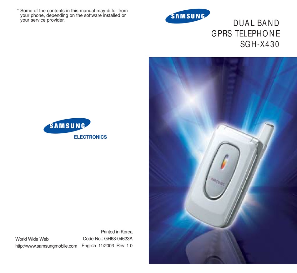 Samsung Sgh X430 Quick Manual Pdf Download Manualslib