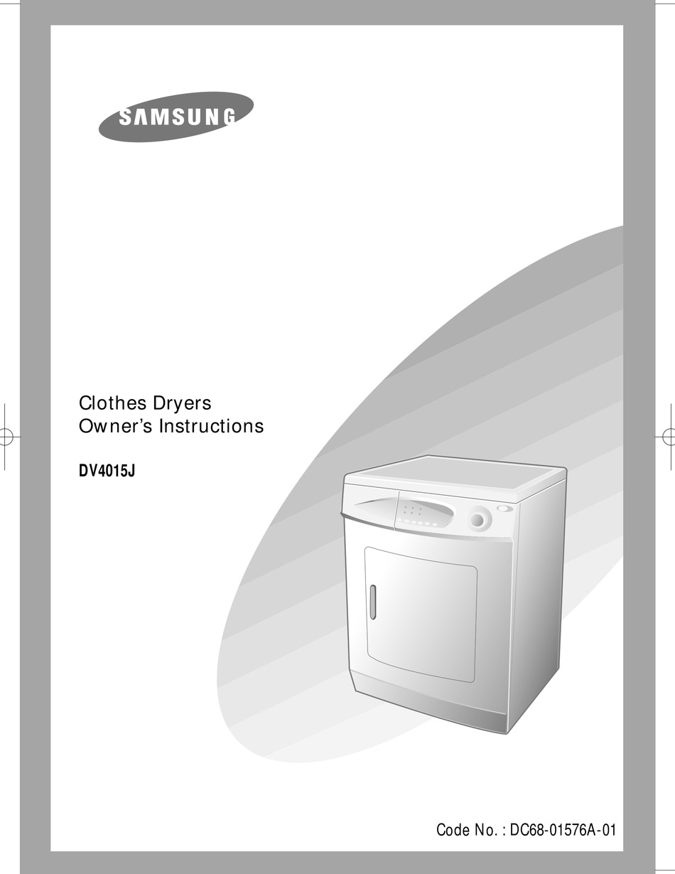 SAMSUNG DV4015J OWNER'S INSTRUCTIONS MANUAL Pdf Download ManualsLib