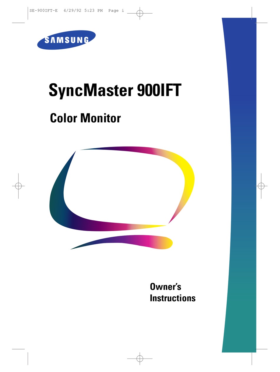 SAMSUNG SYNCMASTER 900IFT OWNER'S 