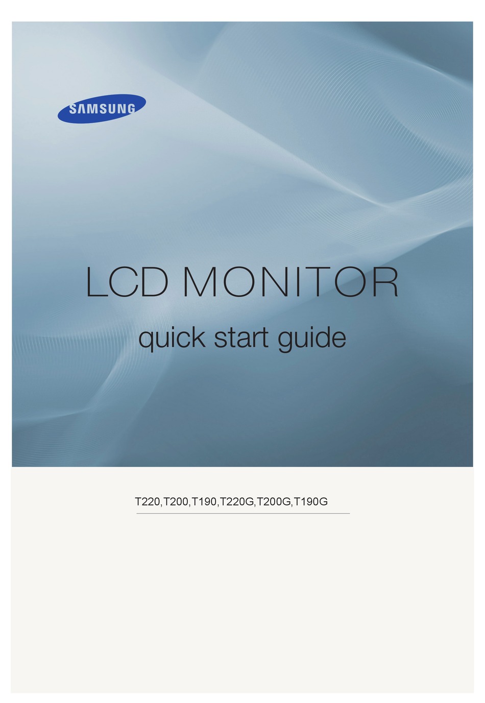 SAMSUNG T190G QUICK START MANUAL Pdf Download | ManualsLib
