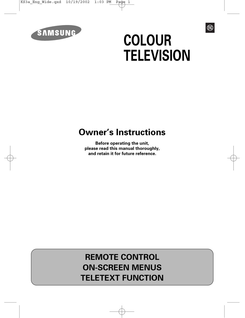 SAMSUNG CS29K10MQ OWNER'S INSTRUCTIONS MANUAL Pdf Download | ManualsLib