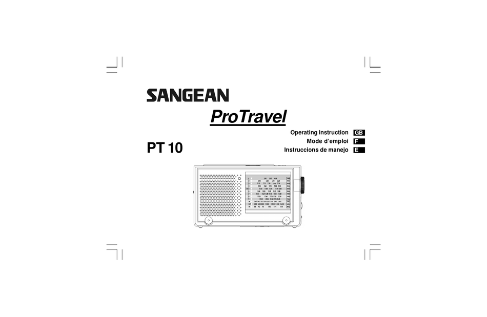 SANGEAN PT 10 OPERATING INSTRUCTIONS MANUAL Pdf Download ManualsLib