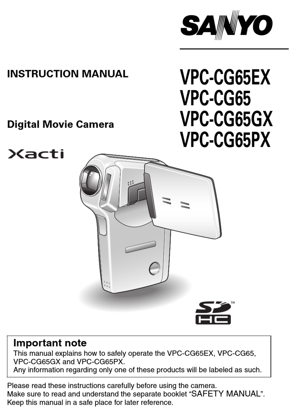 SANYO XACTI VPC-CG65EX INSTRUCTION MANUAL Pdf Download | ManualsLib