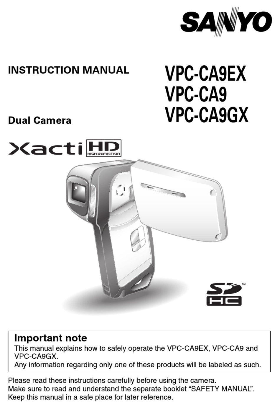 SANYO XACTI VPC-CA 9 INSTRUCTION MANUAL Pdf Download | ManualsLib