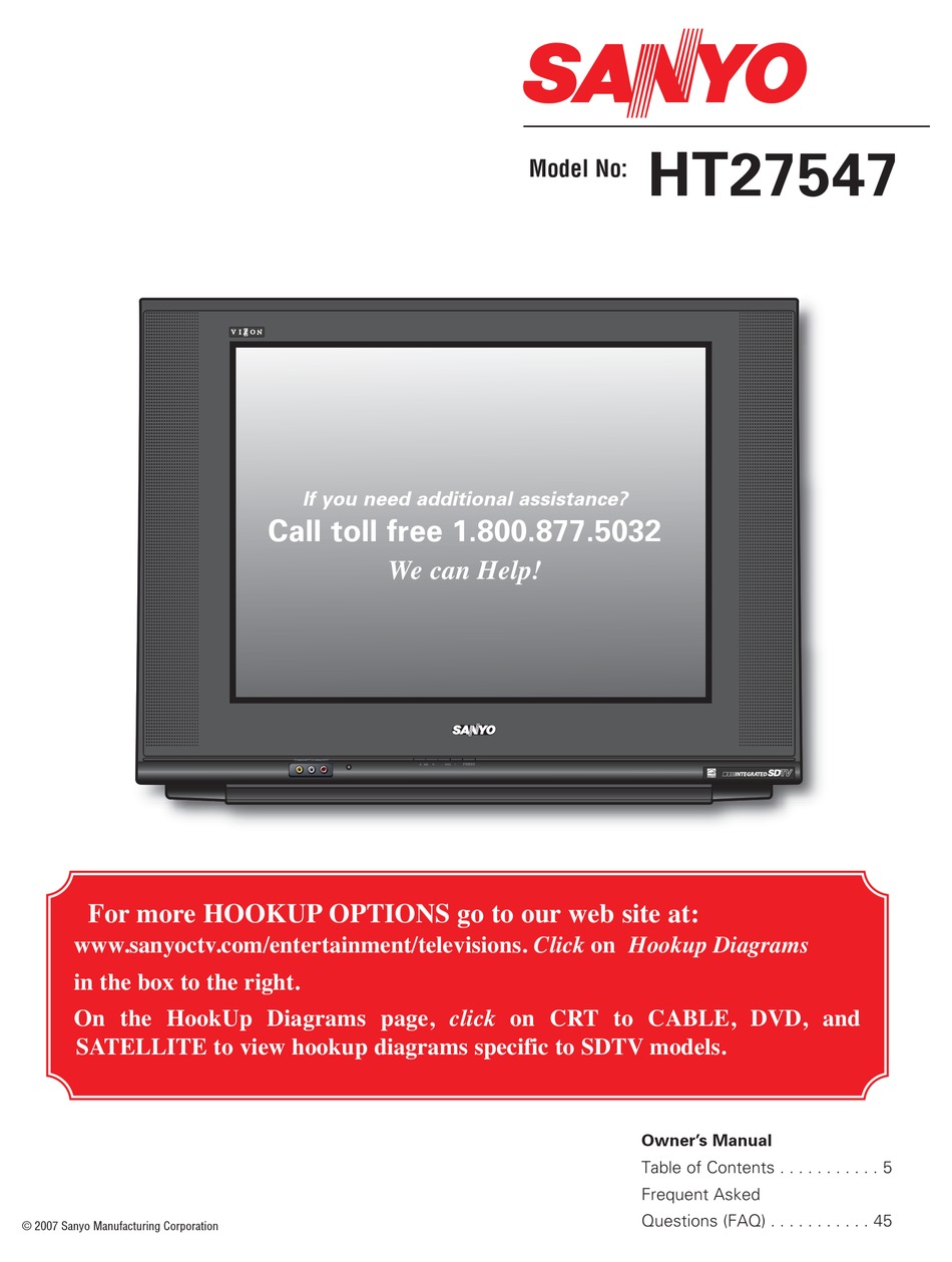 SANYO HT27547 OWNER'S MANUAL Pdf Download | ManualsLib