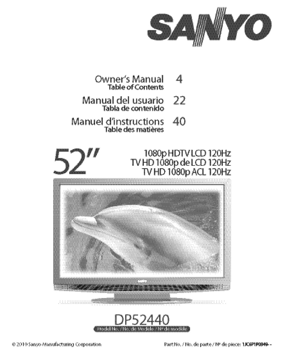 SANYO DP52440 OWNER'S MANUAL Pdf Download | ManualsLib