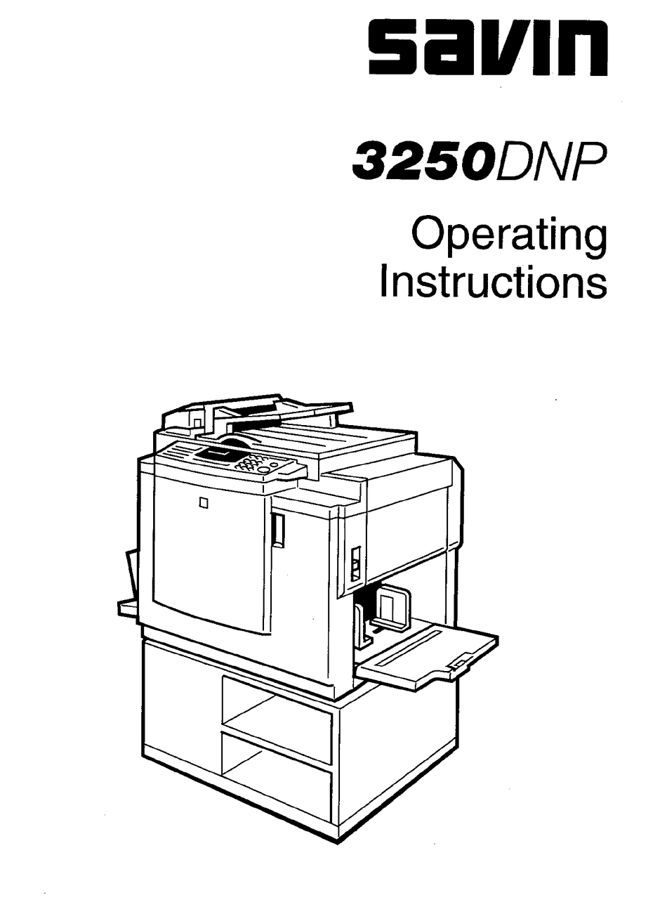 SAVIN COPIER 3250DNP OPERATING INSTRUCTIONS MANUAL Pdf Download