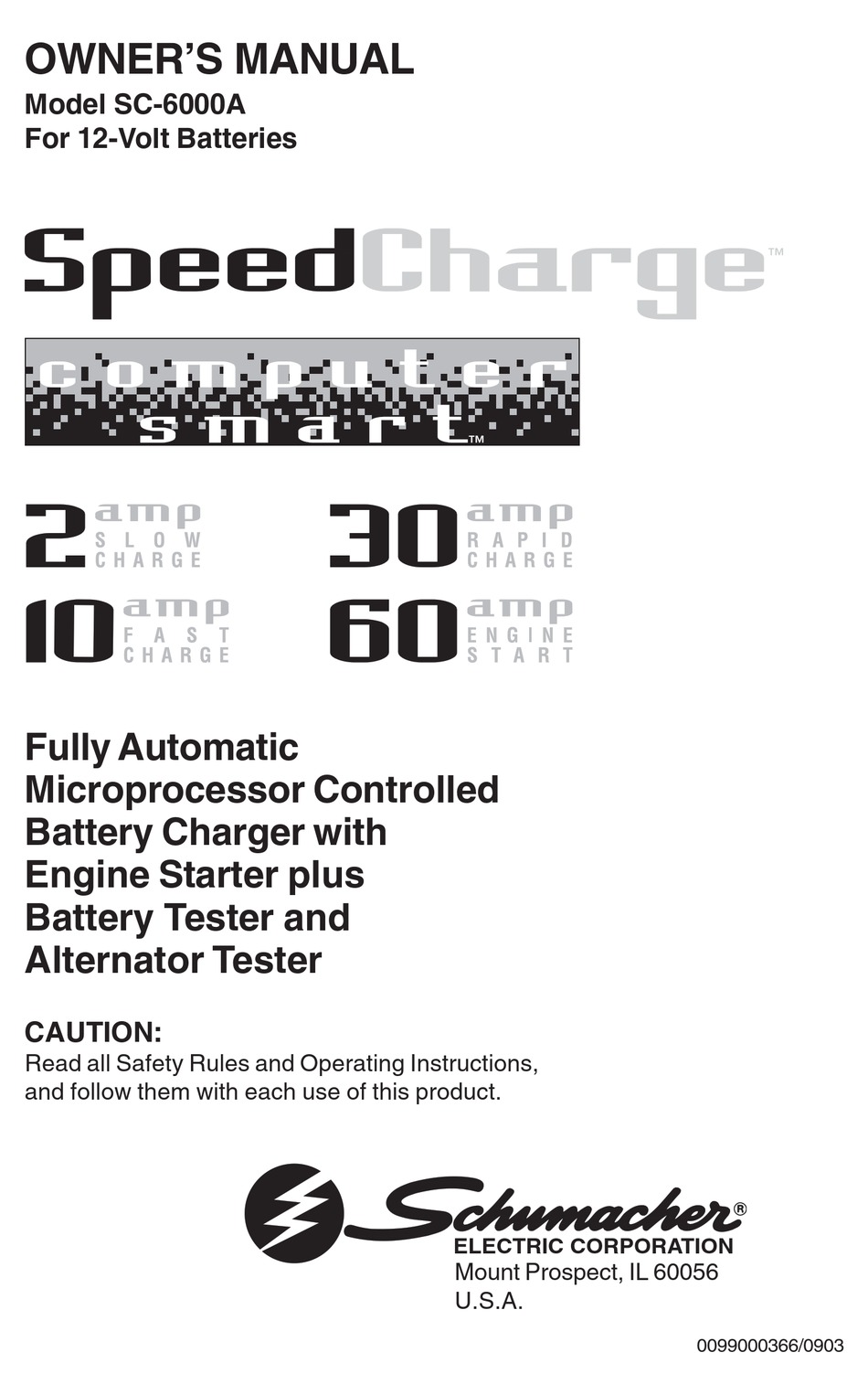 SCHUMACHER SC-6000A SPEEDCHARGE OWNER'S MANUAL Pdf Download | ManualsLib