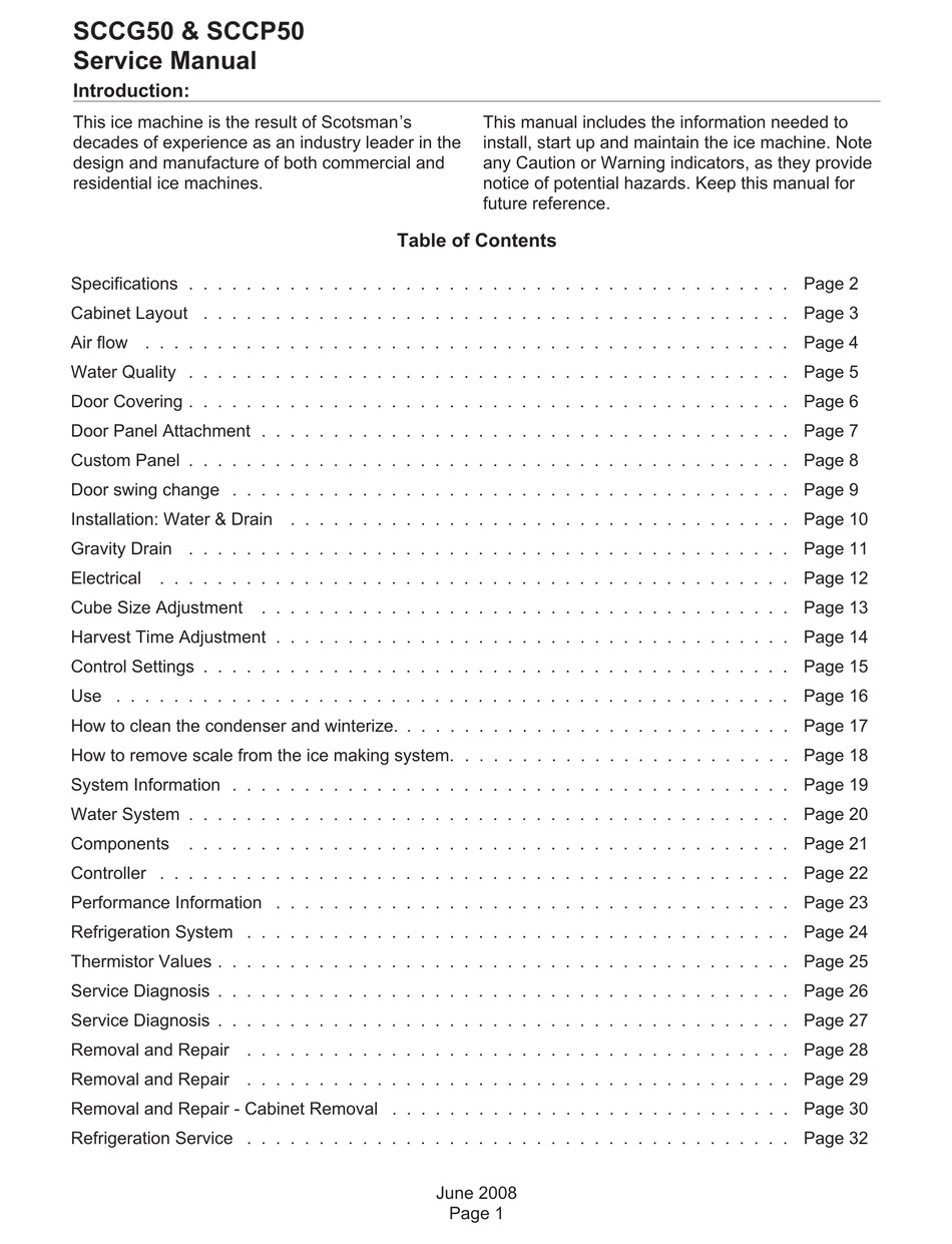 SCOTSMAN SCCG50 SERVICE MANUAL Pdf Download ManualsLib