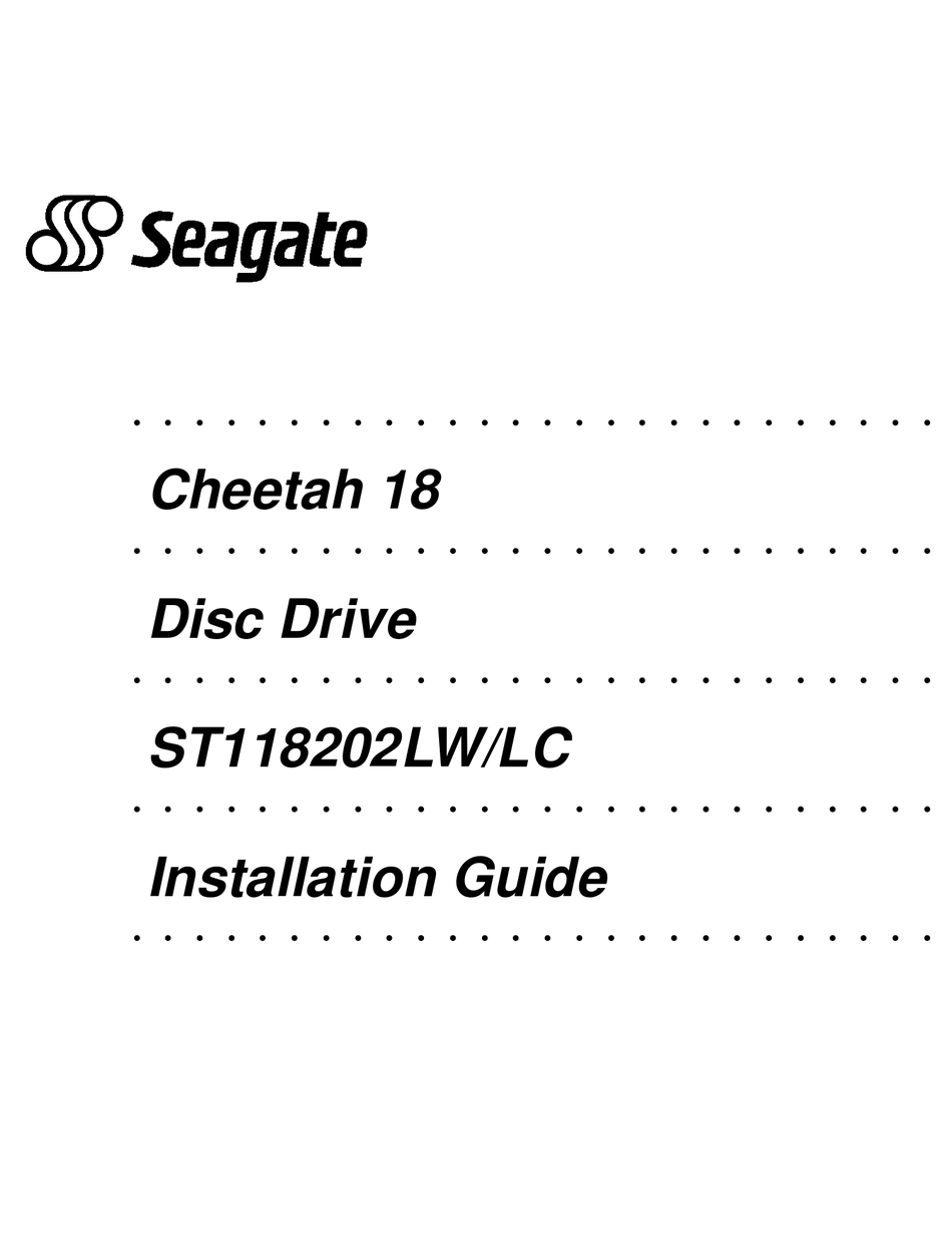 Seagate Cheetah St Lw Lc Installation Manual Pdf Download