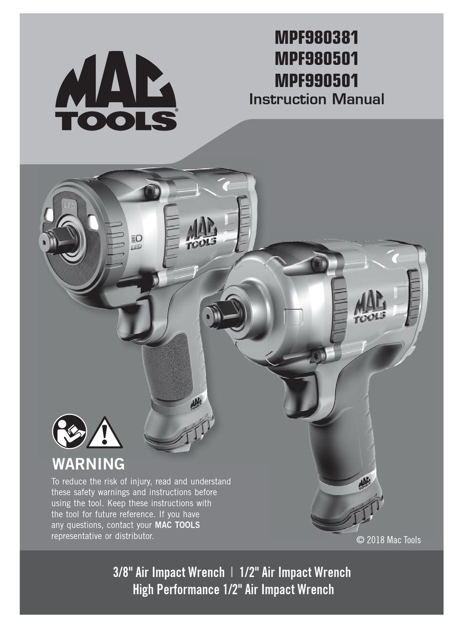 MAC TOOLS 3/8 INCH AIR IMPACT WRENCH INSTRUCTION MANUAL Pdf Download