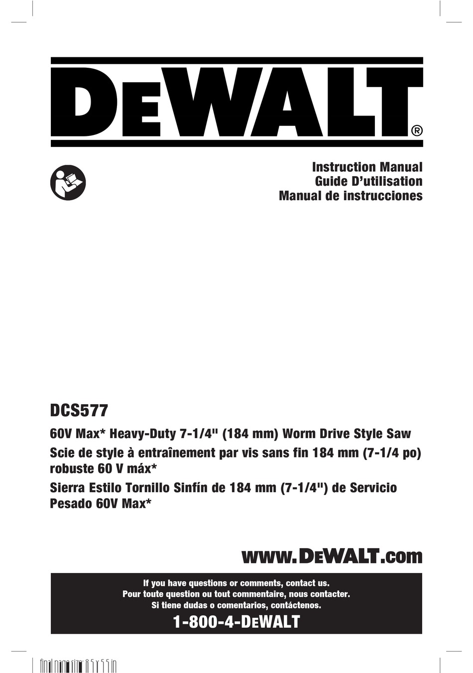 DEWALT DCS577 INSTRUCTION MANUAL Pdf Download | ManualsLib