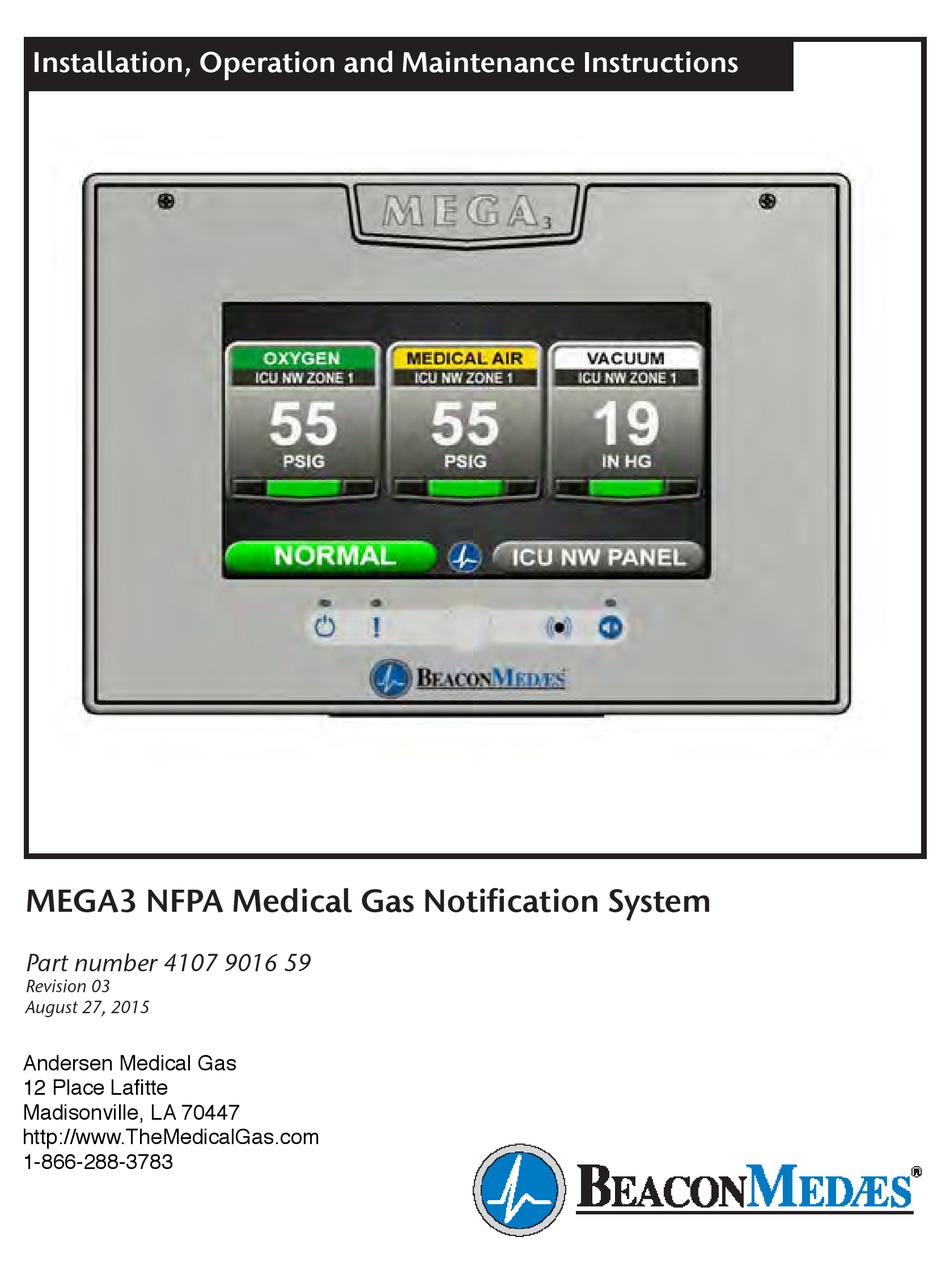 BEACONMEDAES MEGA3 INSTALLATION, OPERATION AND MAINTENANCE INSTRUCTIONS