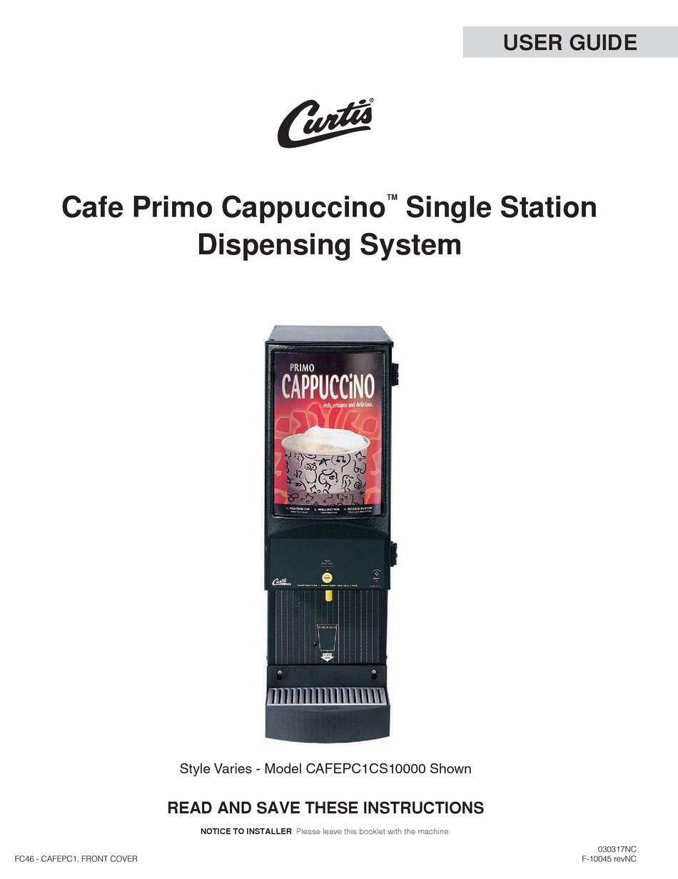 CURTIS CAFE PRIMO CAPPUCCINO USER 