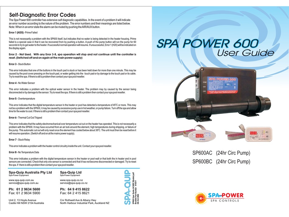 SPA-QUIP SPA POWER 600 USER MANUAL Pdf Download | ManualsLib