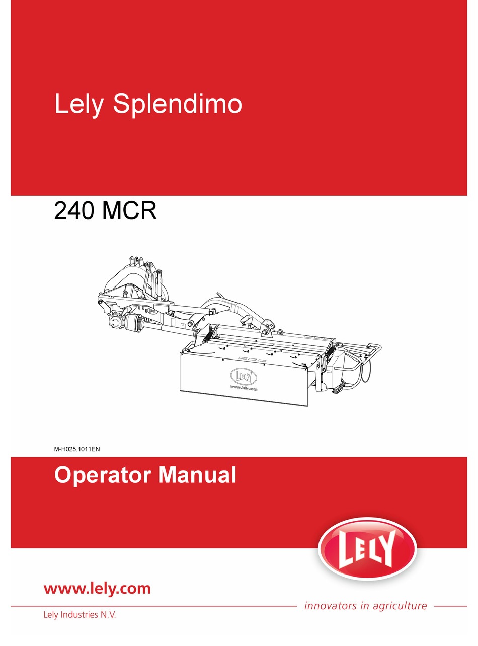 Lely Splendimo 240 Mcr Operator S Manual Pdf Download Manualslib