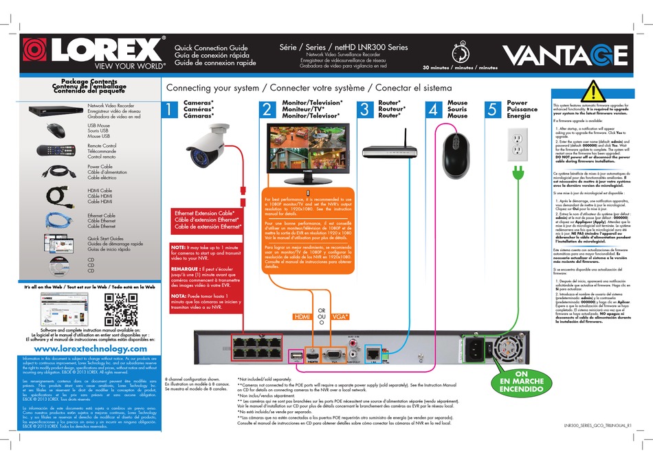 LOREX VANTAGE NETHD LNR300 SERIES QUICK CONNECTION MANUAL Pdf Download