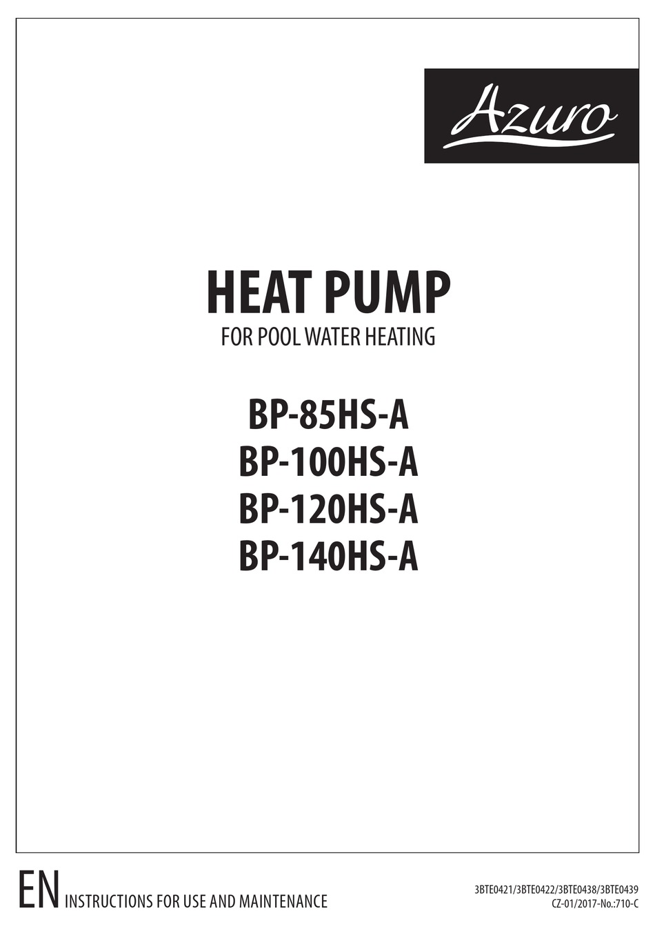 Azuro Bp 100hs A Instructions For Use And Maintenance Manual Pdf Download Manualslib