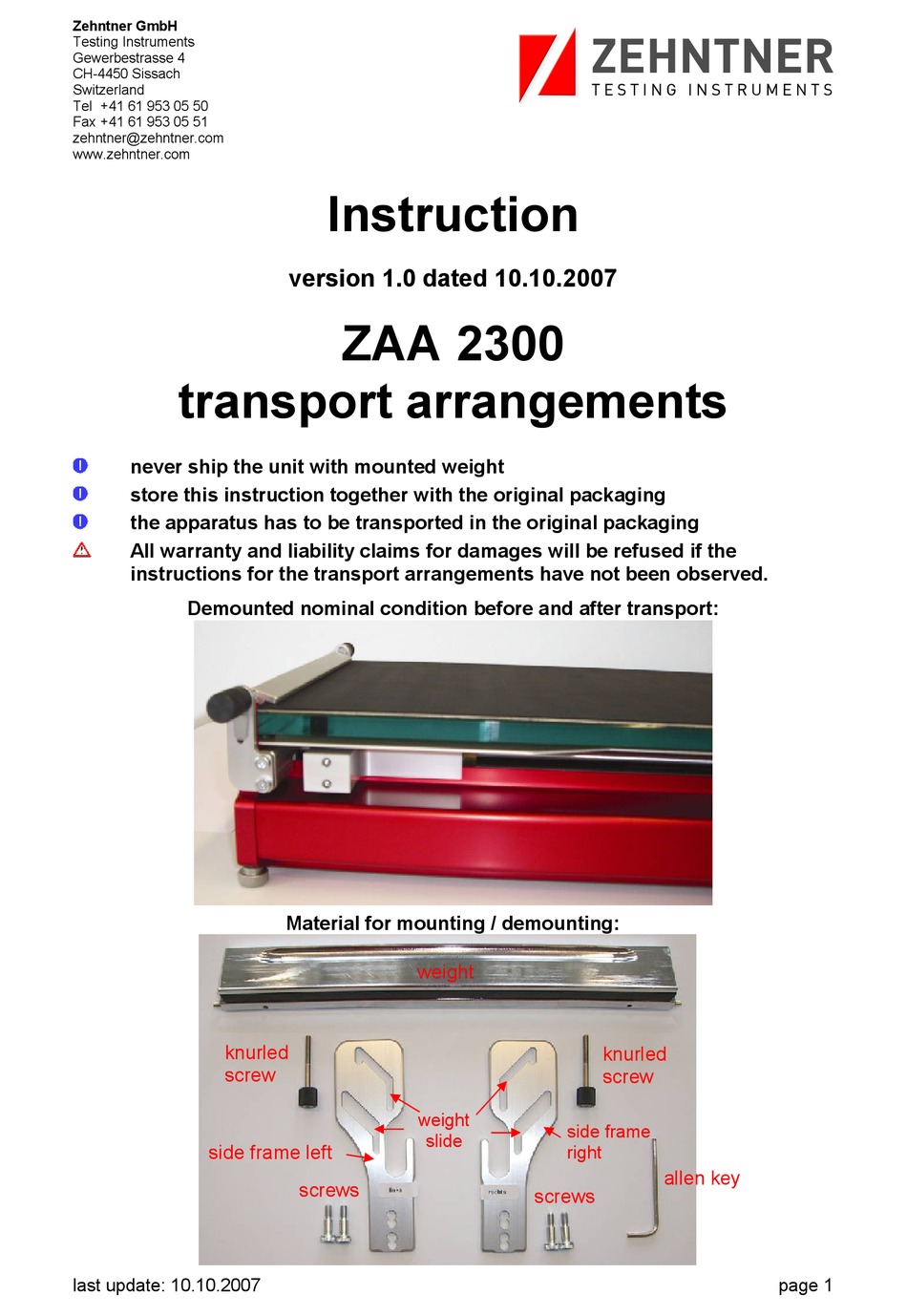 ZEHNTNER ZAA 2300 INSTRUCTION Pdf Download ManualsLib