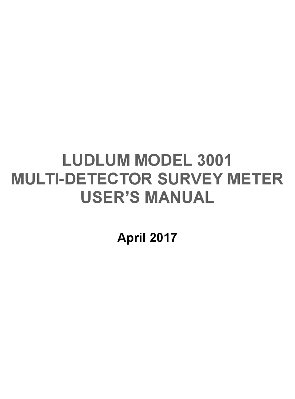 LUDLUM 3001 USER MANUAL Pdf Download | ManualsLib