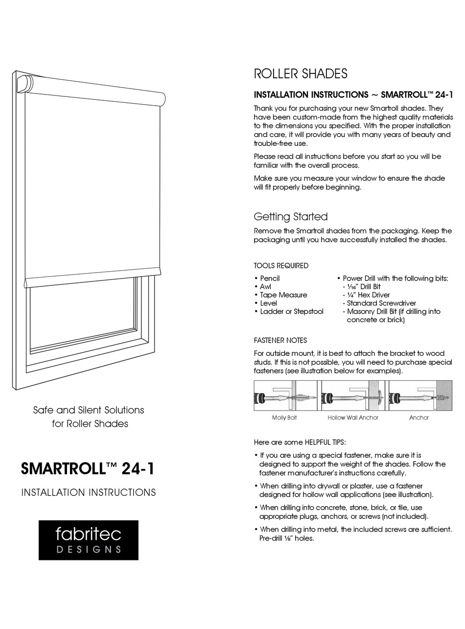 FABRITEC DESIGNS SMARTROLL 241 INSTALLATION INSTRUCTIONS Pdf Download ManualsLib