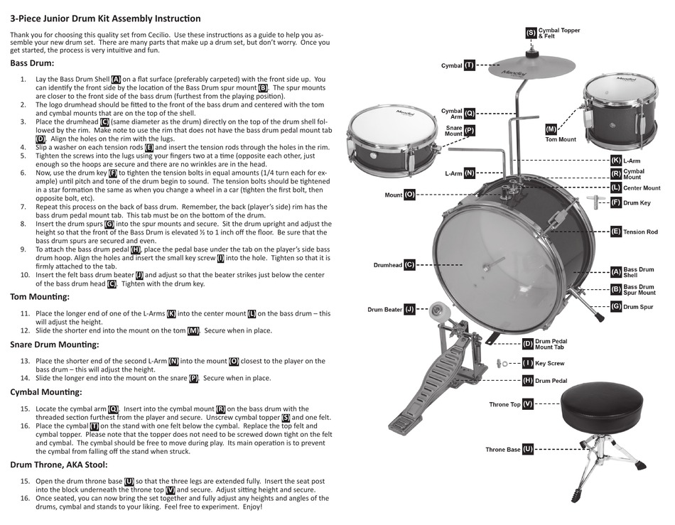 MENDINI 3PIECE JUNIOR DRUM KIT ASSEMBLY INSTRUCTION Pdf Download