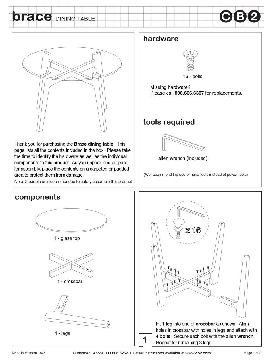 CB2 BRACE ASSEMBLY INSTRUCTIONS Pdf Download ManualsLib