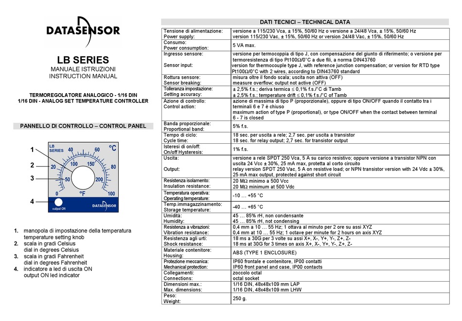 DATASENSOR LB SERIES INSTRUCTION MANUAL Pdf Download ManualsLib