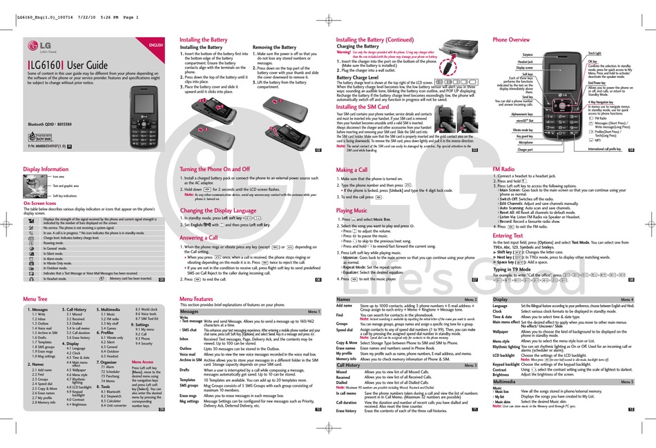 LG LG6160 USER MANUAL Pdf Download | ManualsLib