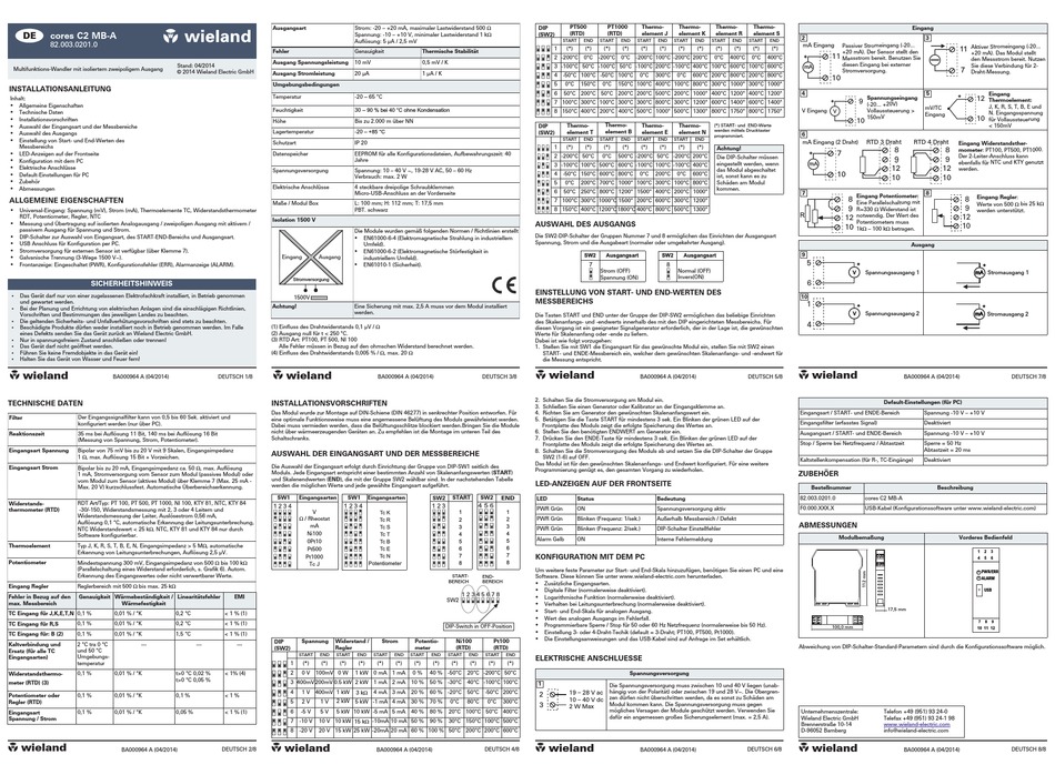 Wieland Cores C2 Mb A Installation Manual Pdf Download Manualslib