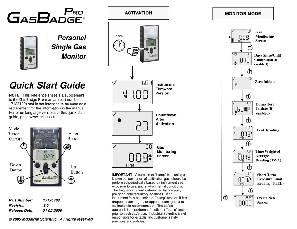 INDUSTRIAL SCIENTIFIC GASBADGE PRO QUICK START MANUALS Pdf Download