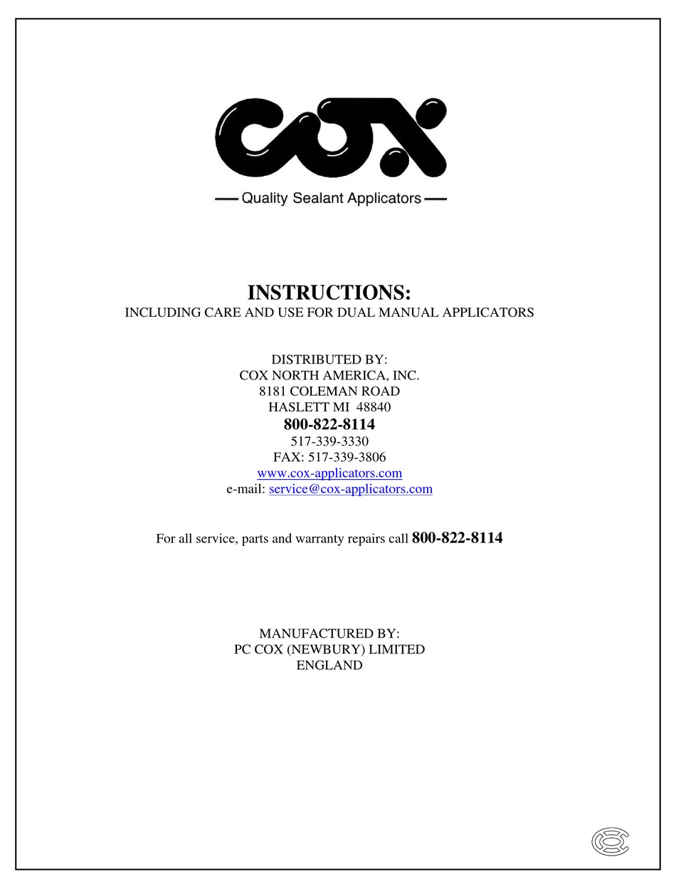 COX M300XL INSTRUCTIONS Pdf Download ManualsLib