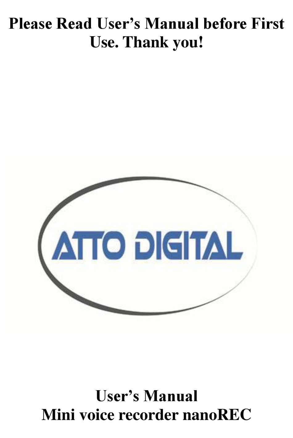 ATTO DIGITAL NANOREC USER MANUAL Pdf Download ManualsLib