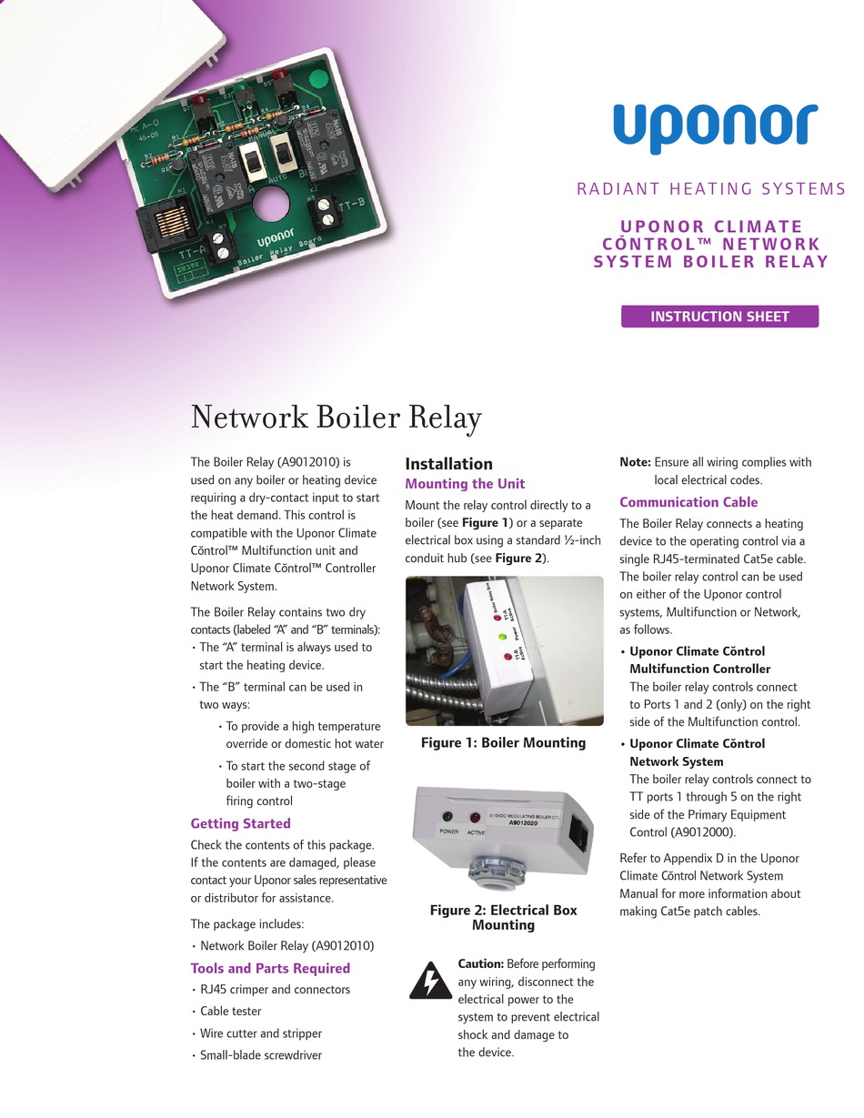 UPONOR CLIMATE CONTROL A9012010 INSTRUCTION SHEET Pdf Download ManualsLib