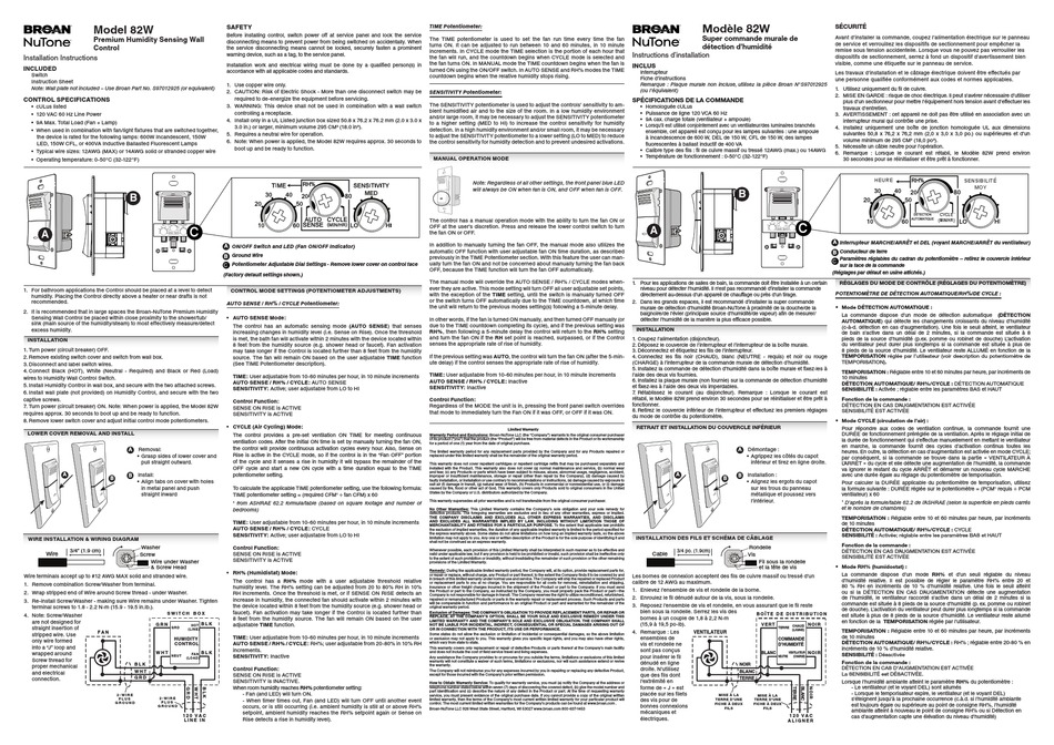 NUTONE 82W INSTALLATION INSTRUCTIONS Pdf Download | ManualsLib