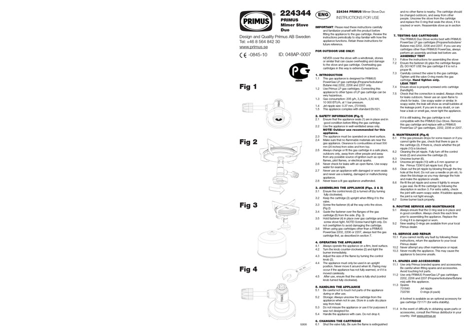 PRIMUS MIMER STOVE DUO INSTRUCTIONS FOR USE MANUAL Pdf Download ...