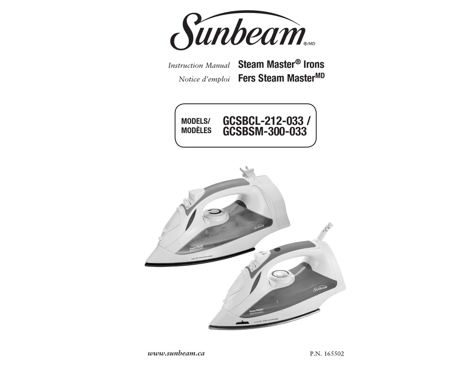 SUNBEAM GCSBCL212033 INSTRUCTION MANUAL Pdf Download ManualsLib