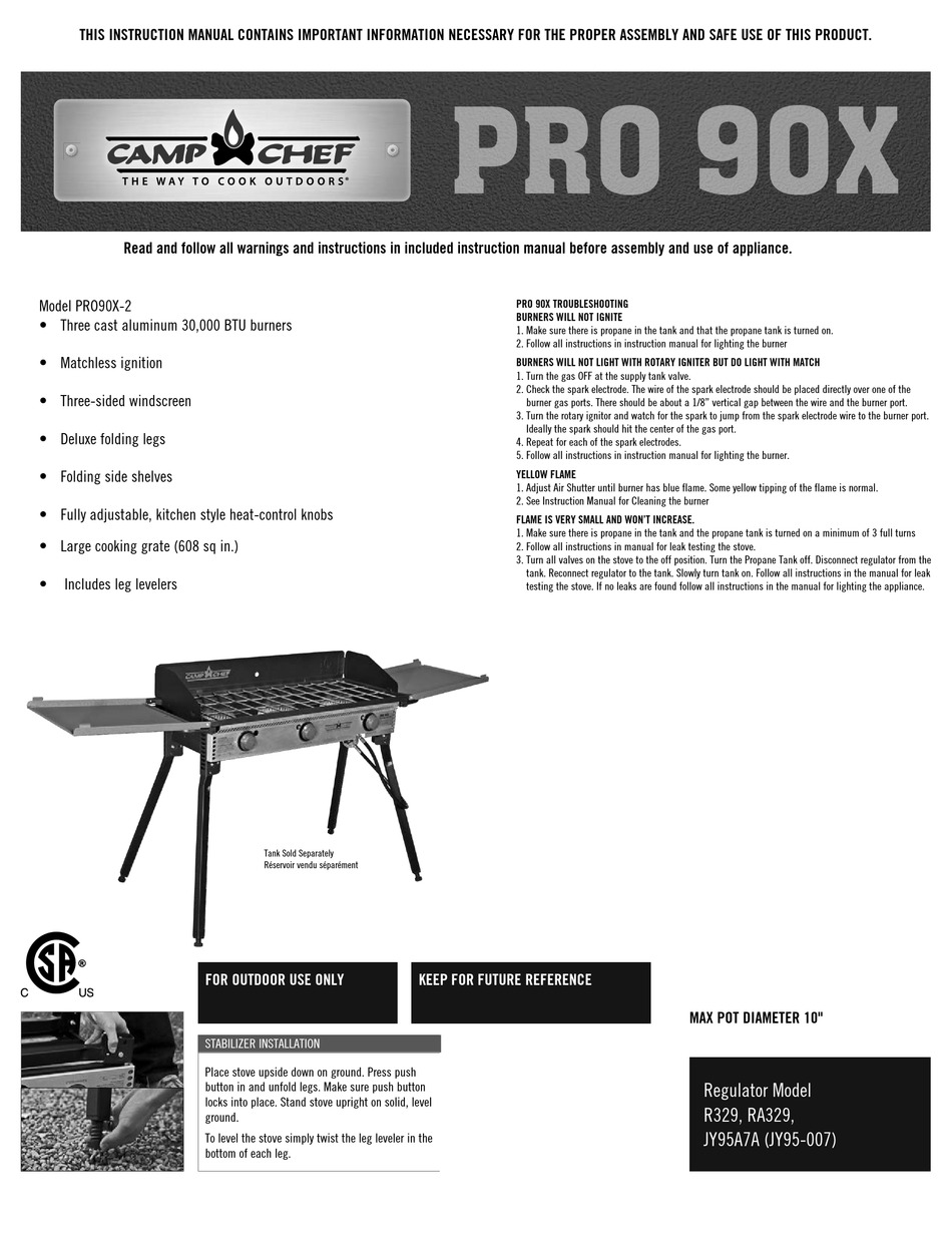 CAMP CHEF PRO 90X INSTRUCTION MANUAL Pdf Download ManualsLib