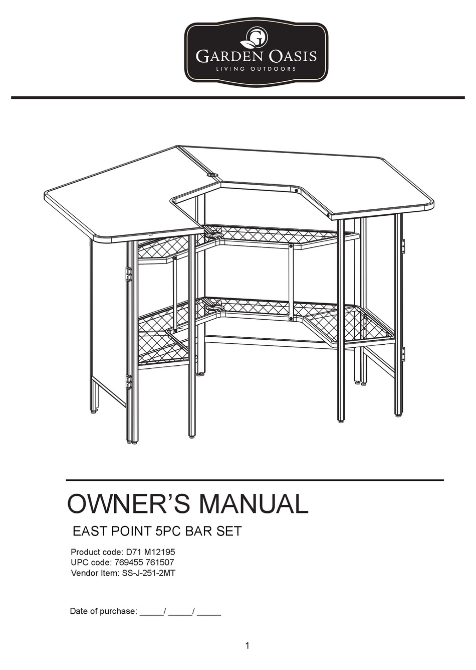 garden oasis east point 5 pc bar set