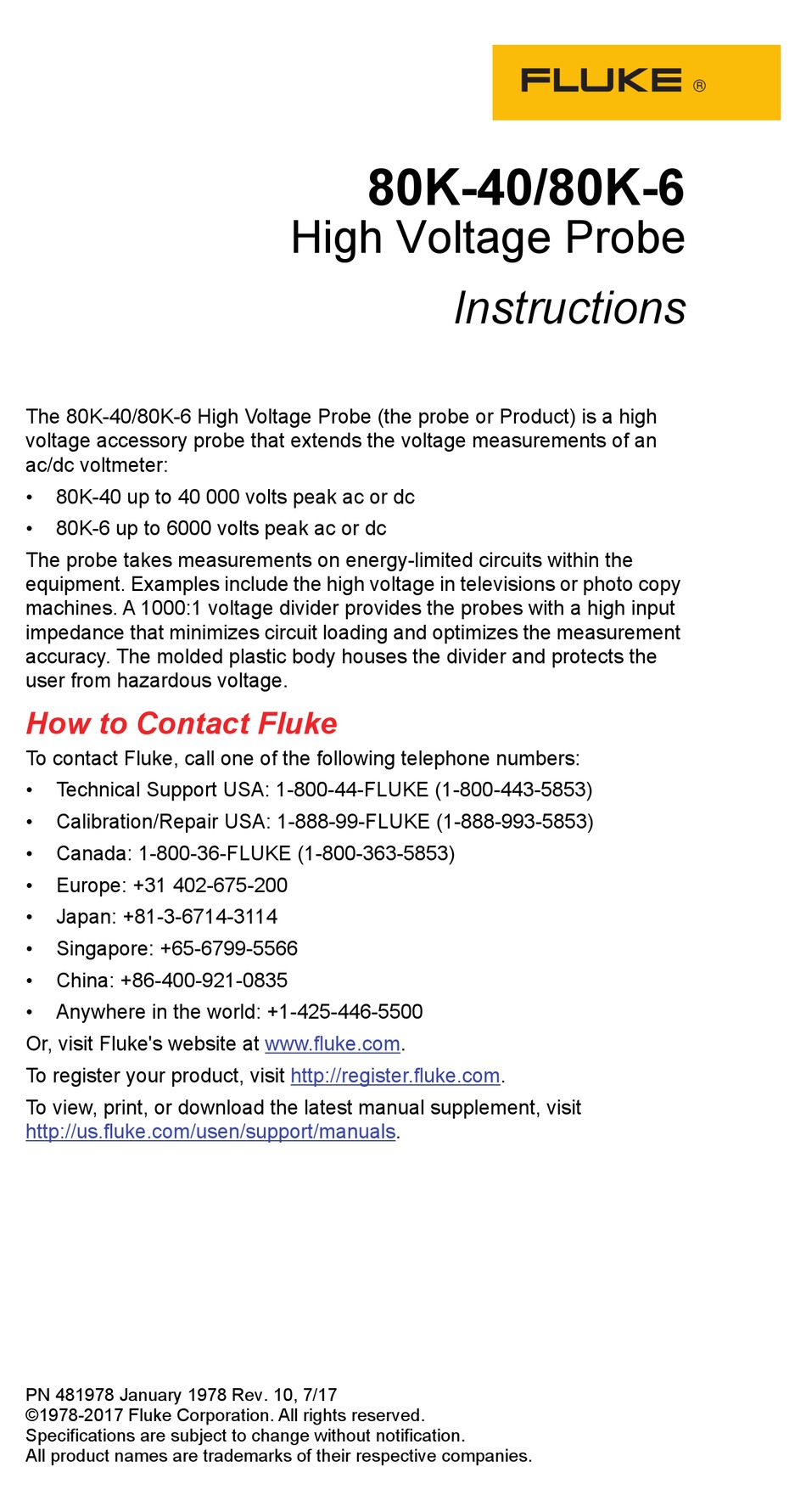 Fluke 80k 40 Instructions Manual Pdf Download Manualslib
