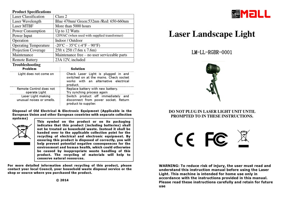 led mall laser landscape light