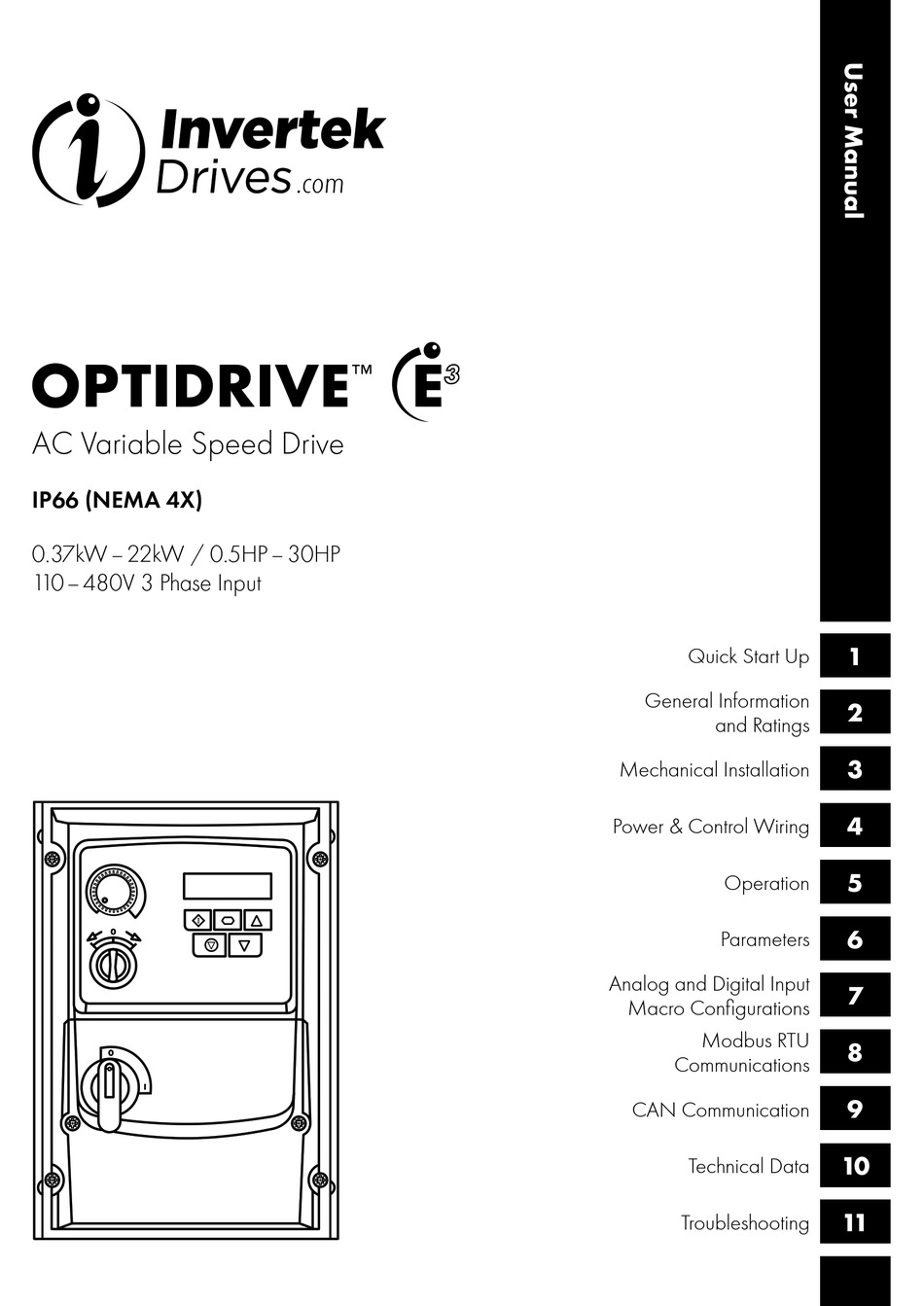 INVERTEK DRIVES OPTIDRIVE E3 USER MANUAL Pdf Download | ManualsLib