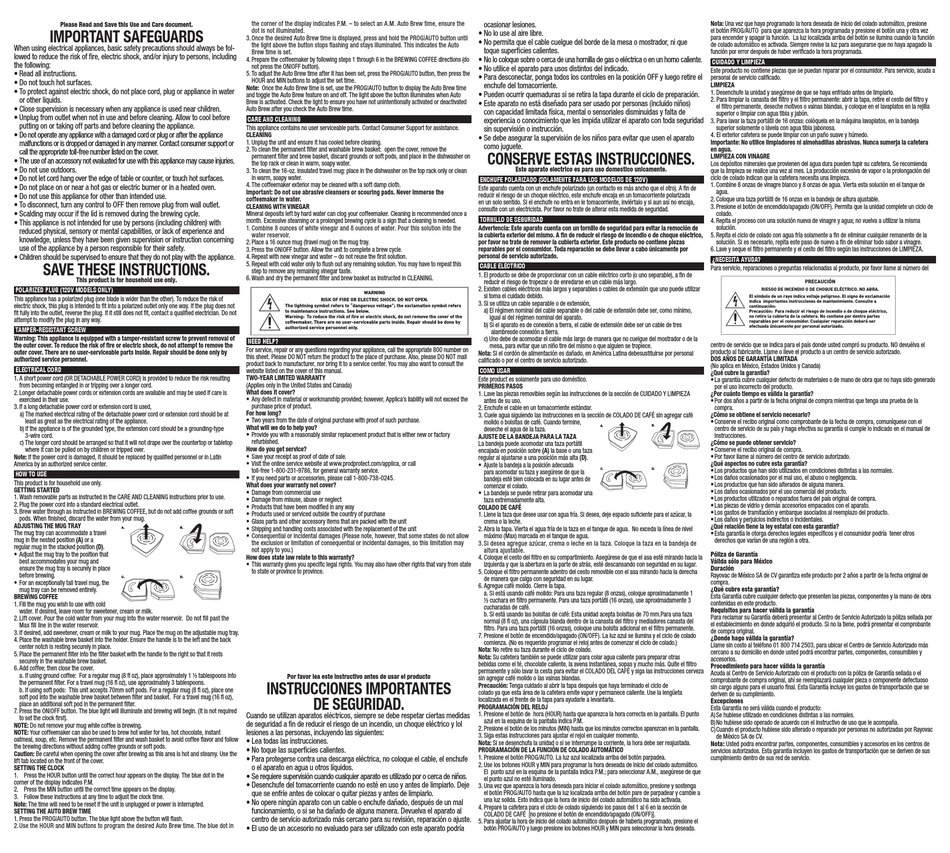 BLACK+DECKER SINGLE SERVE PROGRAMMABLE COFFEEMAKER USE AND CARE MANUAL